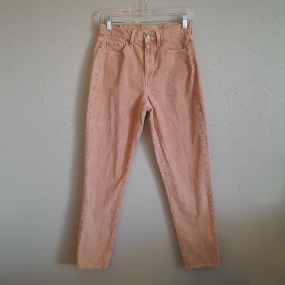 American Eagle Outfitters Mom Jean High Waist Corduroy Jeans Blush Pink Size 0 - Picture 1 of 10